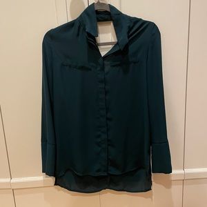 Corporate and going out green button blouse